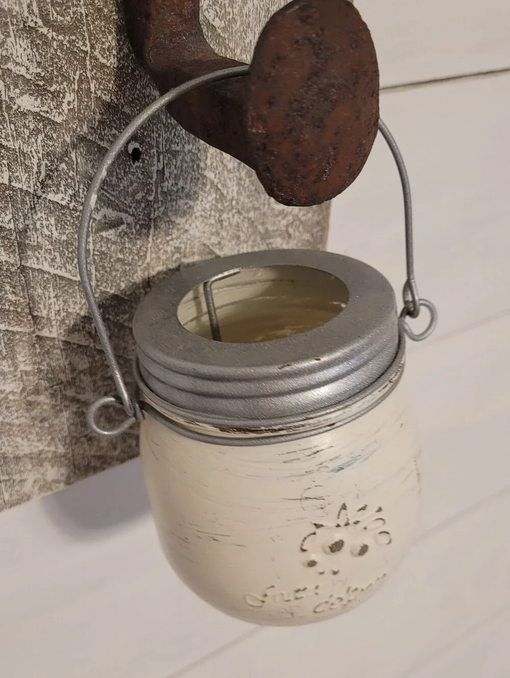 Barnwood With Railroad Spike Candle Lantern